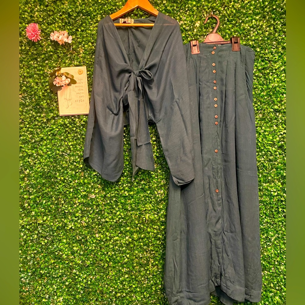 Bottle Green CheeseCotton skirt & top set - Picture 1 of 4
